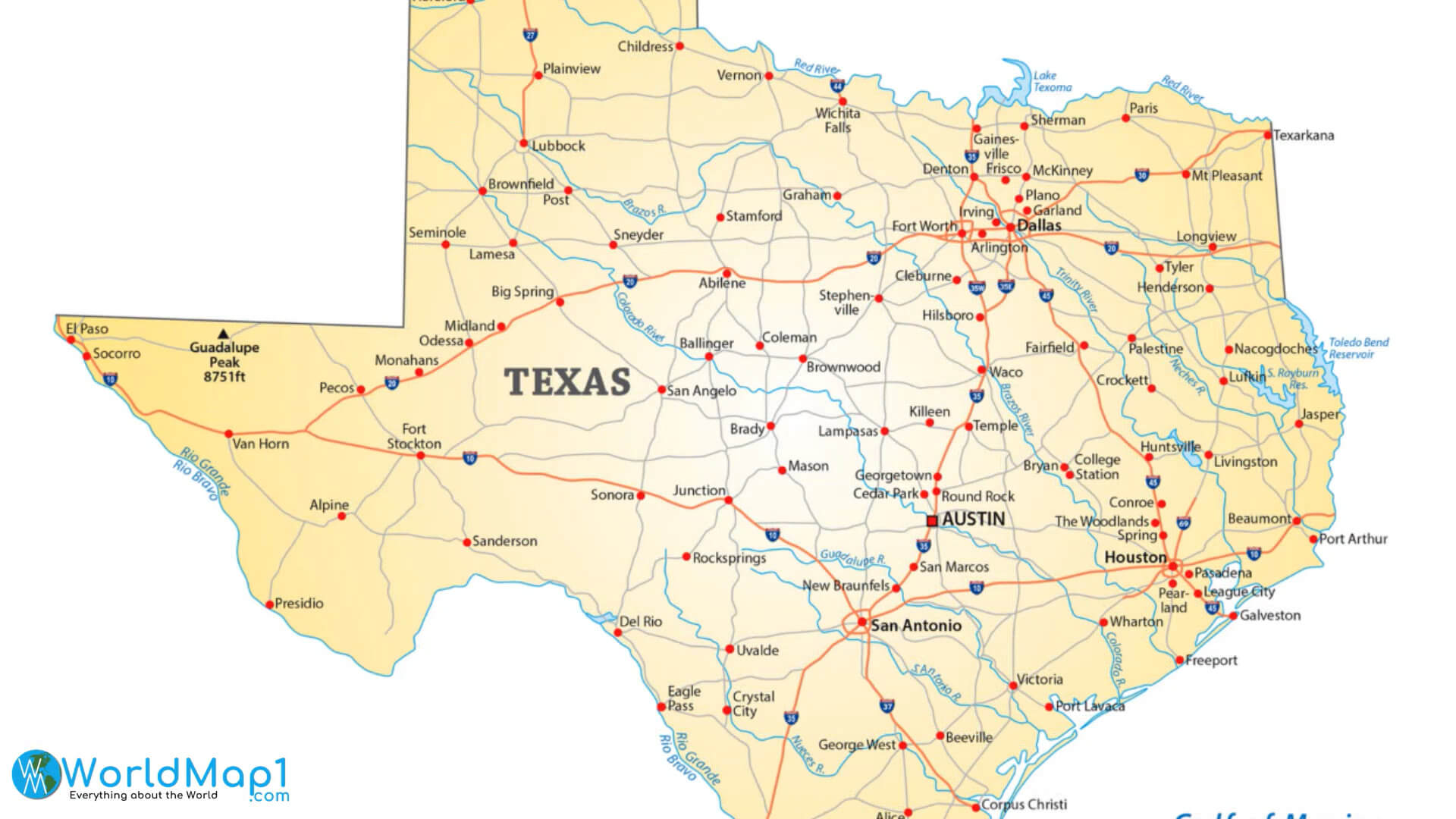 Austin Capital of Texas Map